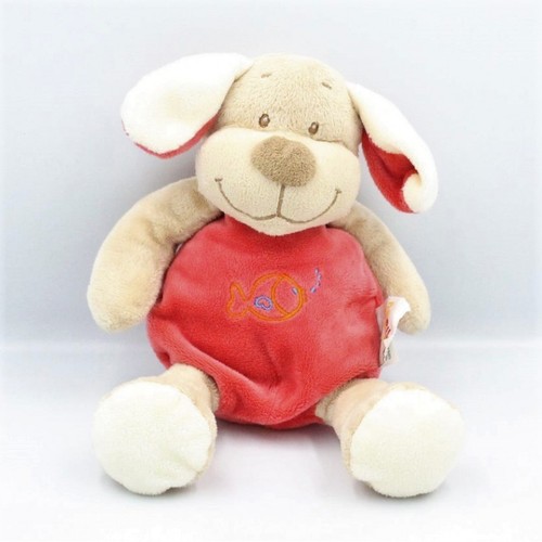 Doudou chien beige - , rouge