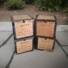 LOT 4 Anciennes Caisses à Thé CHINE Vintage - Bois "GREEN TEA" 24x24cm Déco...