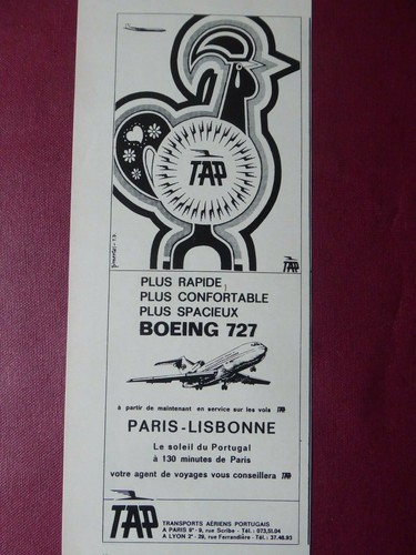 1968 pub tap portugal - tap, boeing