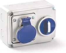 Prise Interbloquée Horizontale Industrielle 16A IP44 2P+T Bleu Rosi 14.3214B6