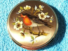 Poudrier Ancien Oiseau Rouge gorge - Old STRATTON Compact Powder Bird Robin