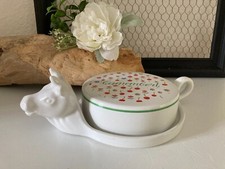 824⚜️ Plat Cloche à Fromage Camembert Kitchenette en Porcelaine Française