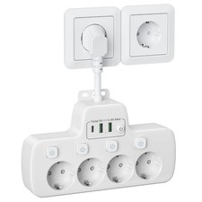 Multiprise USB C Prise Multiple avec Interrupteur Individuel Multiprise Mural...