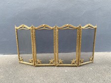French 1940s brass fire screen, 40 X 20 inches, 4 Flap antique fireplace screen