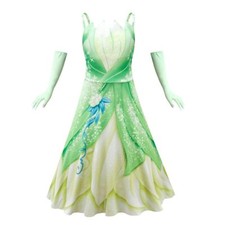 Deguisement Costume Robe de Princesse Tiana avec Gants pour Enfant Fille Tail...
