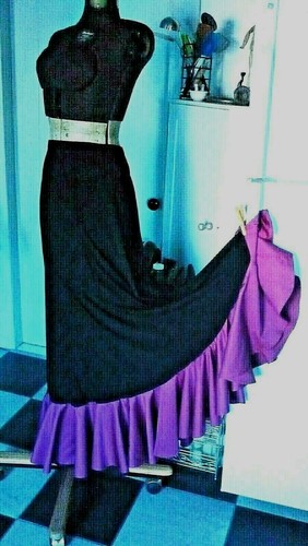 Black flamenco skirt magenta - black, skirt-magenta