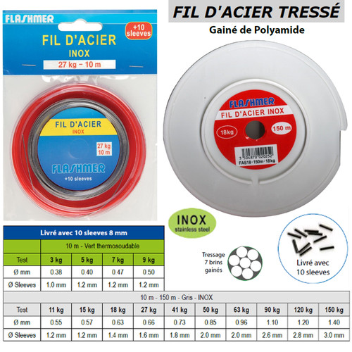 Fil acier tresse flashmer - fil,