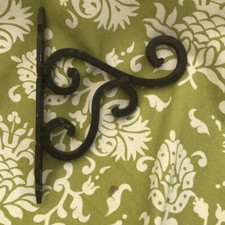 Vintage French Coat Rack Wroght iron Hanger Wall Mount Antique 2 Hook Black