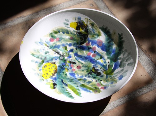 Coupe fruits faience - à, en