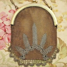ANCIENNE BOURSE COTTE de MAILLE en MÉTAL BICOLORE des années 20