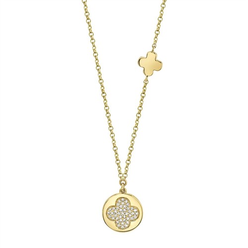 14k jaune diamant trèfle - 14k,
