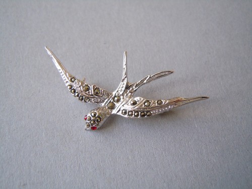 835 argent broche marcasite - 835,
