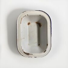 Ancien Plat Creux Métal Émaillé Rectangulaire