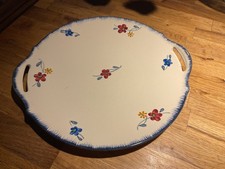 DIGOIN / MODÈLE MARY-LOU - PLAT À TARTE OU À GÂTEAU EN FAÏENCE DÉCOR FLEURETTES