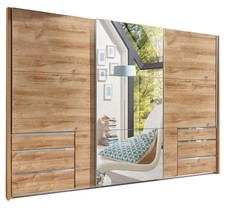 Armoire À Portes Coulissantes Level Avec Miroir 300x65x236cm Chêne Plaqué W