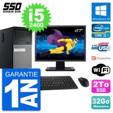 PC Tour Dell 990 Ecran 27" Intel Core i5-2400 RAM 32Go SSD 2To Windows 10 Wifi