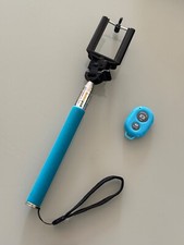 Perche selfie télescopique avec télécommande - bleu - BE