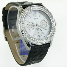 New GUESS Women's Watch Rock Candy Black Leather G96022L Logo Montre NwT Reloj 
