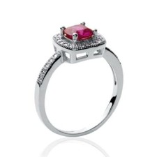 Bague Cz Rubis Zirconium Argent Massif 925 Rhodié T50-52-54-56-58-60