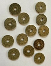 5 centimes Lindauer, lot de 13 pièces trouées…