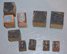 Ancien Tampon en Bois de Broderie Monogramme Lettre