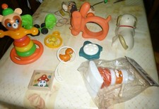 JOUETS JEUX ANCIENS POUR BEBE BON ETAT LOT DE 10 BOIS PLASTIQUE 