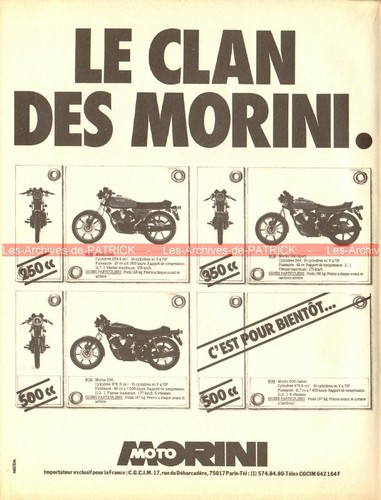 Publicité moto morini 250 - morini, 350