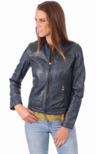 Blouson Cuir Kelly  Rose Garden Daytona bleu marine