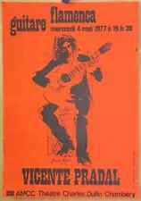 Affiche Originale 1977 - VICENTE PRADAL / Guitare FLAMENCA - Chambéry