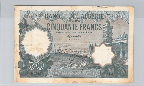 Algérie francs 6 1920 - algérie, 28.6.1920