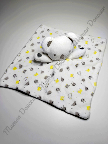 Doudou plat carré koala blanc - carré,