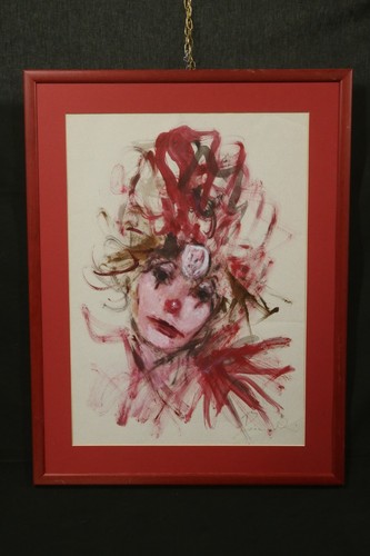 Clown tableau - clown, tempera