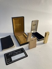 Briquet DUPONT Doré Boite Notice Objet Du Fumeur Orfèvre paris 1982