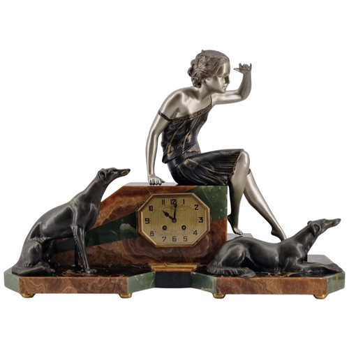 Art deco figural clock - art,
