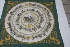 Carré de soie Hermès-La promenade de Longchamps,100% soie,bords roulottés main