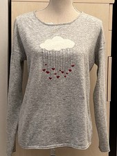 JOLI PULL KOOKAÏ T42/44 GRIS CLAIR NUAGE BLANC PLUIE DE COEURS