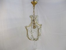 ANCIEN LUSTRE A PAMPILLES SUSPENSION EN VERRE TAILLE A FACETTES
