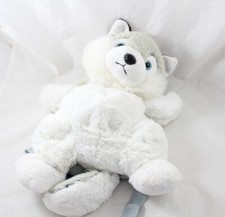 Sac à dos peluche husky chien RODADOU gris blanc noir loup 38 cm (VA)
