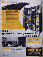 PUBLICITÉ 1959 MD PRÉSENTE UN MEUBLE VOS GRANDS RANGEMENTS RÉSOLUS - ADVERTISING