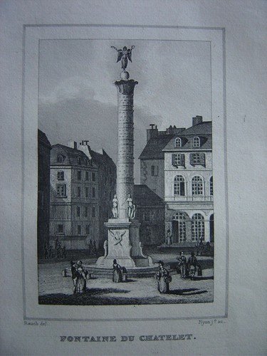 Gravure paris fontaine - de, du