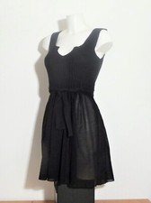 ? Tunique Longue/ Robe Bi Matière Noir avec Ceinture- Taille 1- Cop Copine