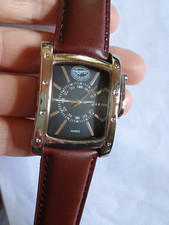 MONTRE RECTANGULAIRE QUARTZ - SPIRIT OF SAINT LOUIS  - BRACELET CUIR - ACIER