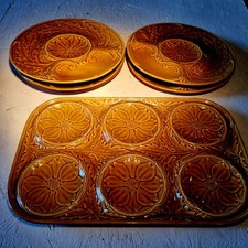 5 ASSIETTES A ARTICHAUT 1 PLAT  SERVICE. GIEN France 