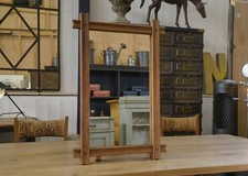 Miroir en chêne massif style brutaliste 1950's