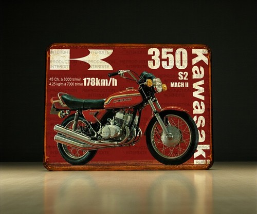 Plaque métal kawasaki 350 - 350, s2