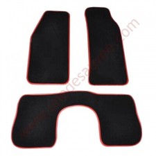 TAPIS REVÊTEMENT MOQUETTE VELOURS NOIR SURJET ROUGE PEUGEOT 205 CTI CABRIOLET