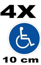 Lot 4X Autocollant handicapé Toilettes Fauteuil Roulant 10 cm Signe rond PMR