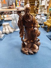 Original Statuette En Bois Sculpté Asiatiques 