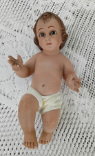 sculpture enfant Jésus en platre ou terre cuite yeux en verre école Espagnole