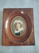 Ancien portrait miniature Vigée Le Brun XIXème, peinture sur plaquette